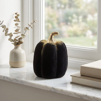 Dovleac decorativ negru catifea 13cm