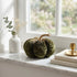 Dovleac decorativ din catifea verde cu sclipici 16cm