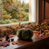 Dovleac decorativ din catifea verde cu sclipici 16cm