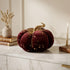 Dovleac decorativ din catifea vișiniu cu sclipici 16cm