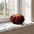Dovleac decorativ din catifea vișiniu cu sclipici 16cm