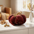 Dovleac decorativ din catifea vișiniu cu sclipici 16cm