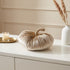 Dovleac decorativ din catifea bej cu sclipici 15cm