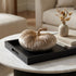 Dovleac decorativ din catifea bej cu sclipici 15cm