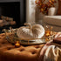 Dovleac decorativ din catifea bej cu sclipici 15cm