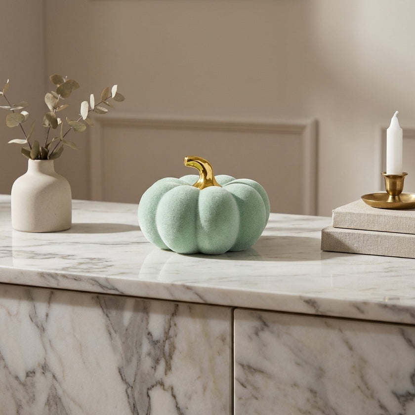 Dovleac decorativ verde catifea 15cm