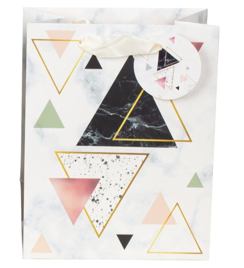 Pungă cadou albă cu design modern 23cm