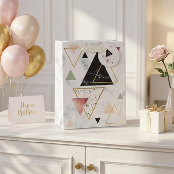 Pungă cadou albă cu design modern 23cm