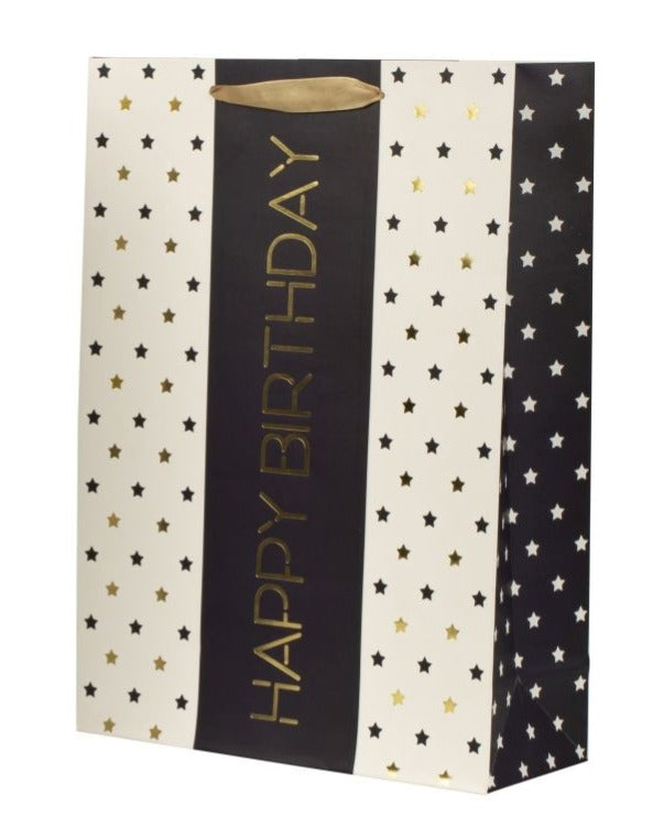 Pungă cadou Happy Birthday cu stele 42cm