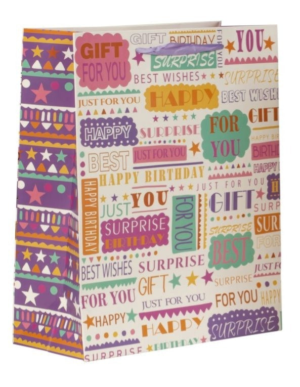 Pungă cadou Happy Birthday multicoloră 32cm