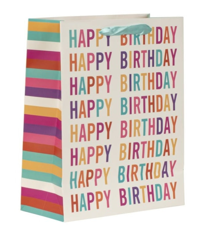 Pungă cadou Happy Birthday cu litere multicolore 32cm
