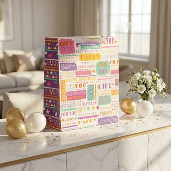 Pungă cadou Happy Birthday multicoloră 32cm