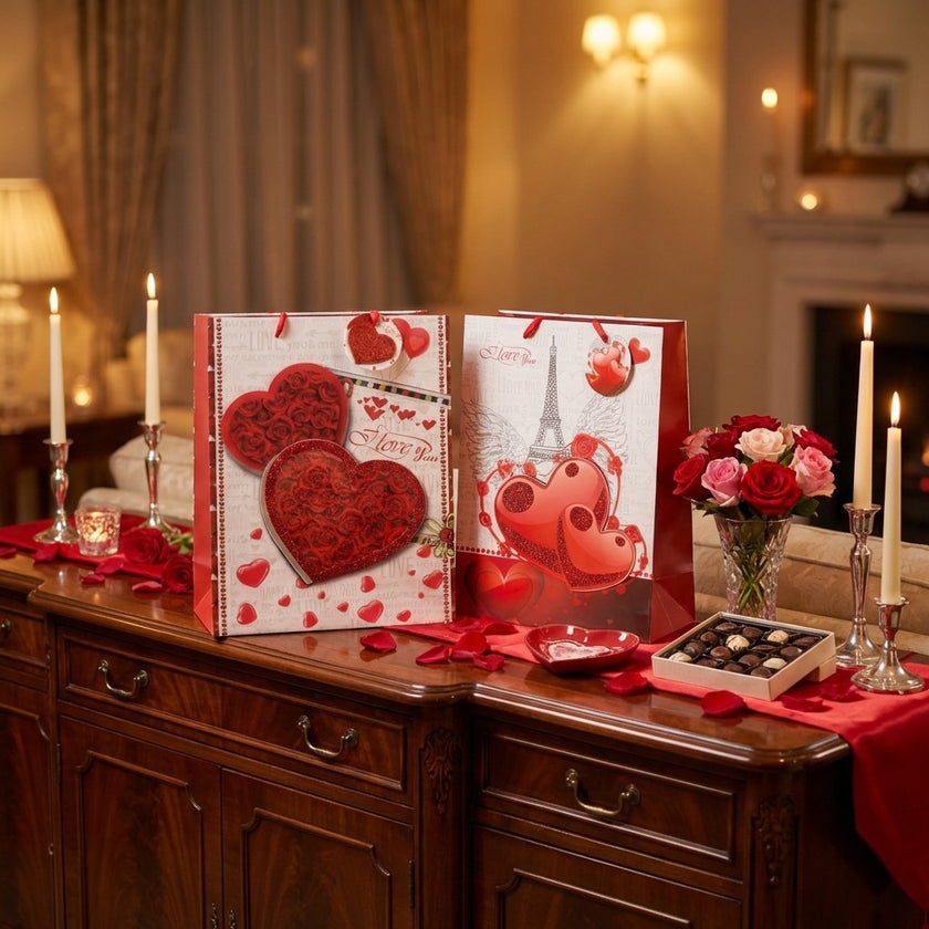 Pungă cadou Valentine's Day cu inimi