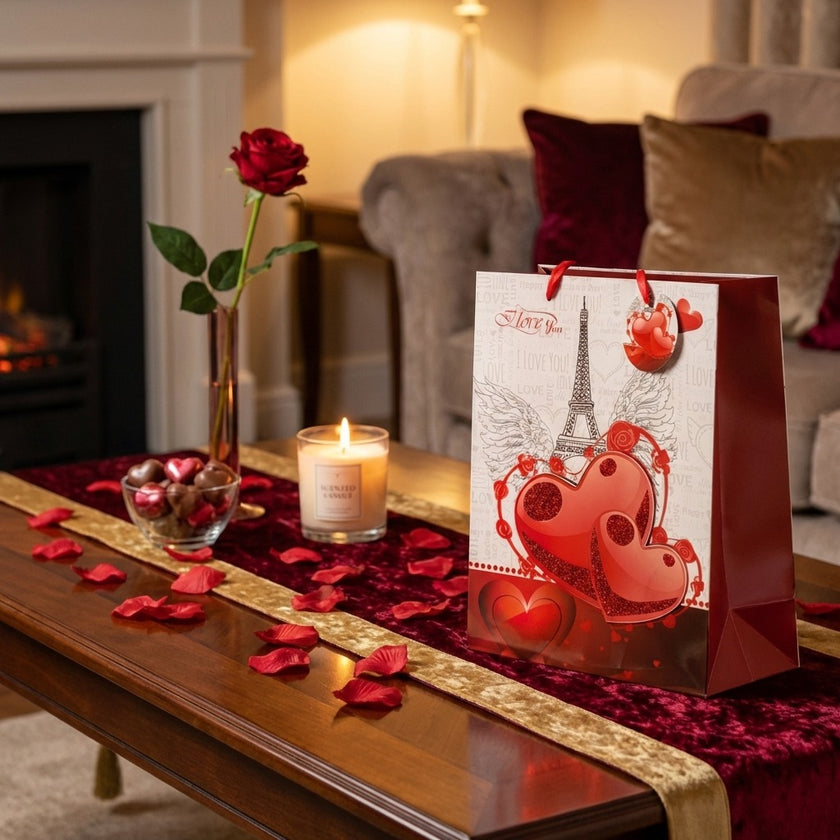 Pungă cadou Valentine's Day cu inimi