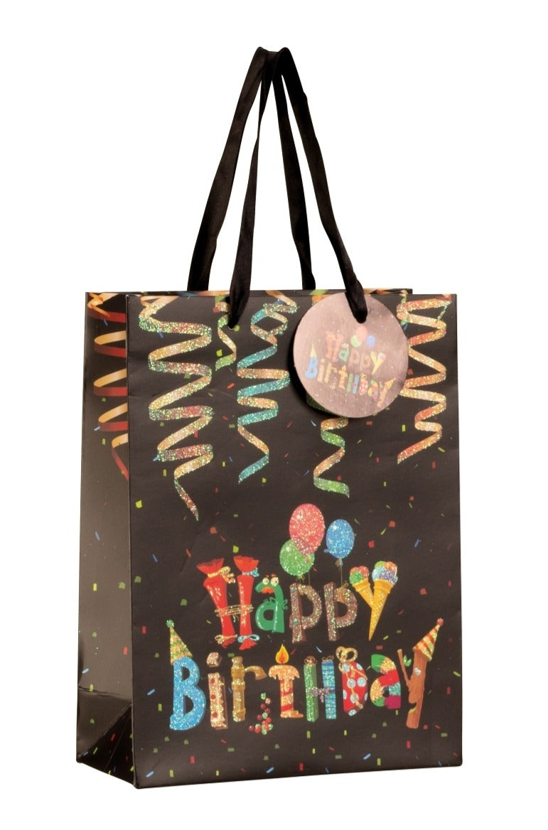 Pungă cadou Happy Birthday confeti 24cm