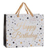 Pungă cadou Happy Birthday aurie cu stele 26cm