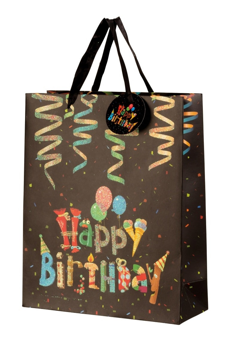Pungă cadou Happy Birthday confeti 32cm