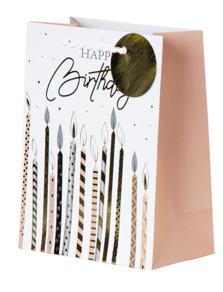 Pungă cadou Happy Birthday cu lumânări 23cm