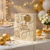Pungă cadou Happy Birthday cu baloane aurii 23cm