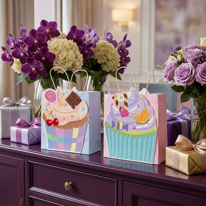 Pungă cadou cupcake albastră 3D