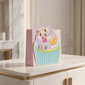 Pungă cadou cupcake roz 3D