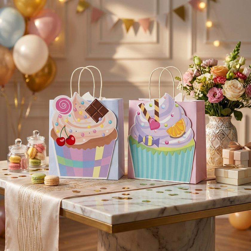 Pungă cadou cupcake roz 3D