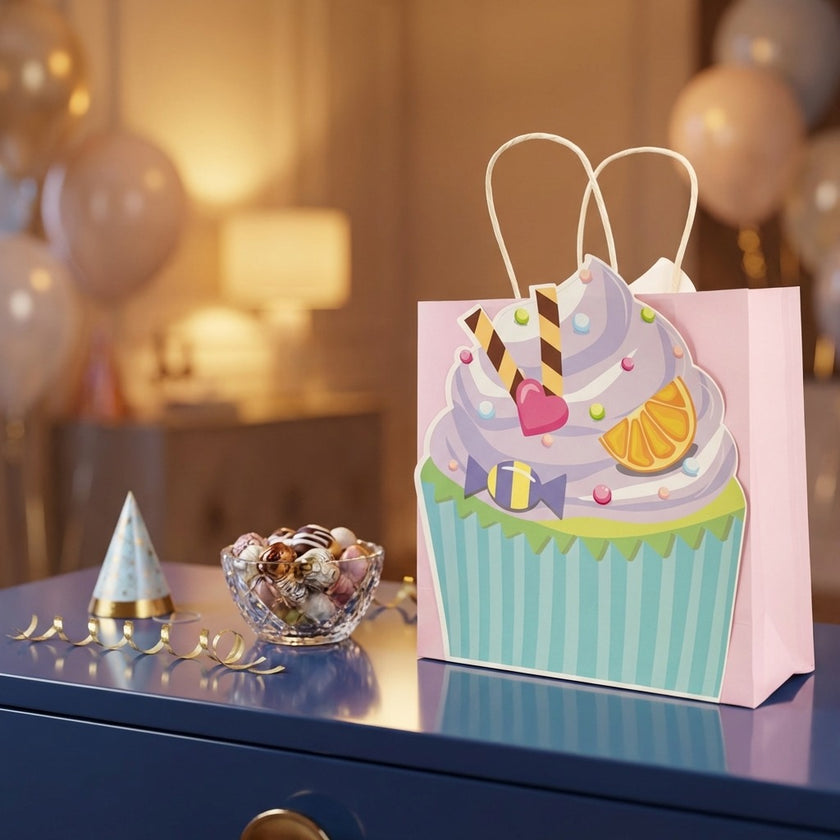 Pungă cadou cupcake roz 3D