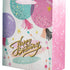 Pungă cadou Happy Birthday roz cu baloane 32cm