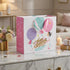 Pungă cadou Happy Birthday roz cu baloane 26cm