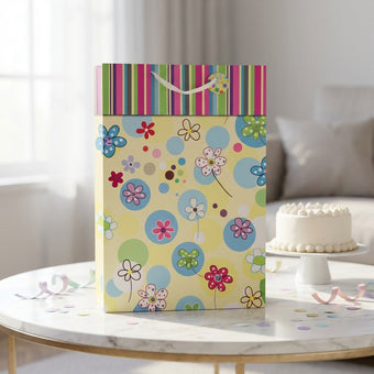 Pungă cadou XXL cu flori 72cm