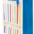 Pungă cadou Happy Birthday albastră cu lumânări colorate 32cm