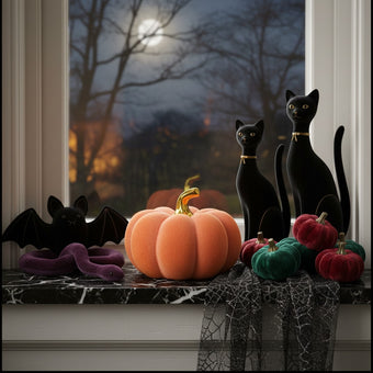 Dovleac decorativ portocaliu catifea 19cm