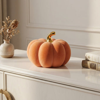Dovleac decorativ portocaliu catifea 19cm