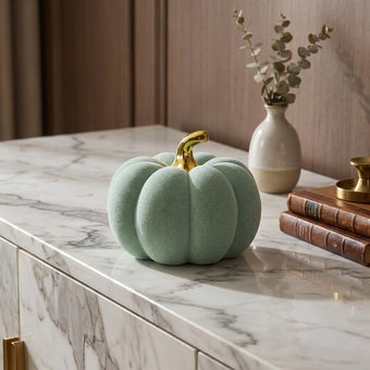 Dovleac decorativ din ceramică verde catifelat 19cm