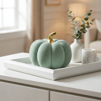 Dovleac decorativ verde catifea 19cm
