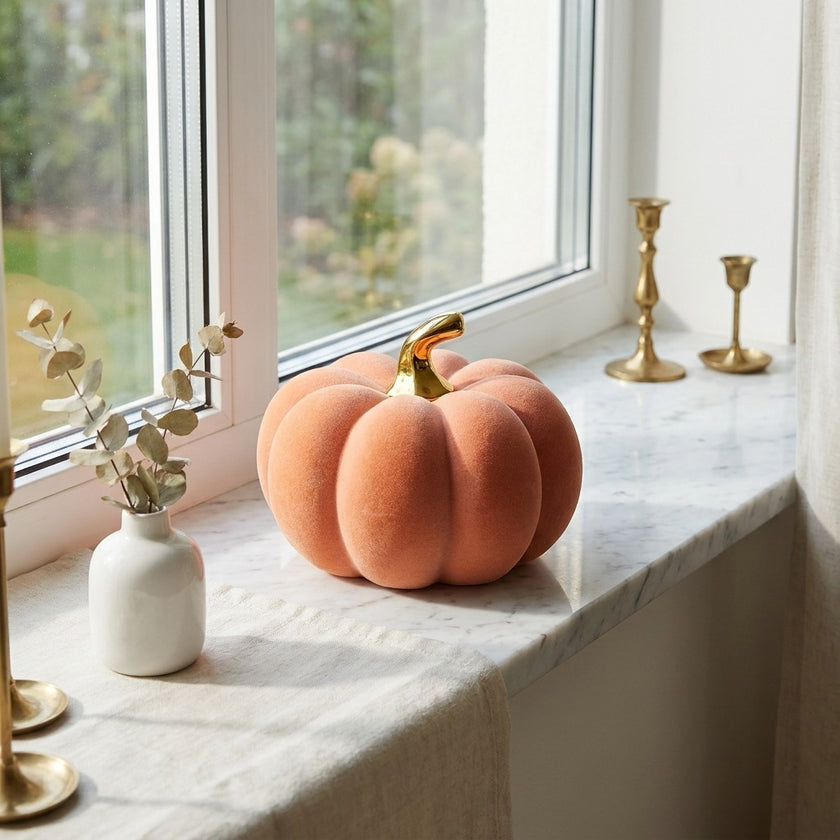 Dovleac decorativ portocaliu catifea 19cm