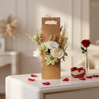 Aranjament decorativ cu flori uscate verzi