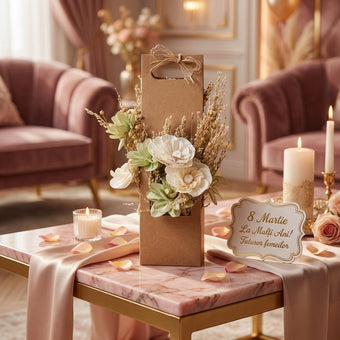 Aranjament decorativ cu flori uscate verzi