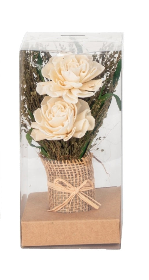 Aranjament decorativ cu flori uscate bej