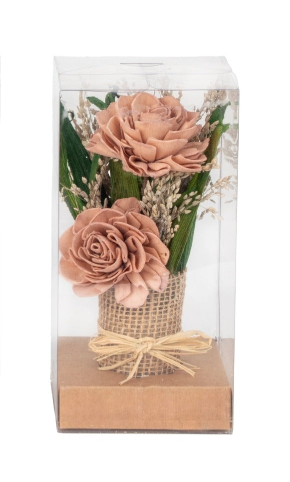 Aranjament decorativ cu flori uscate roz