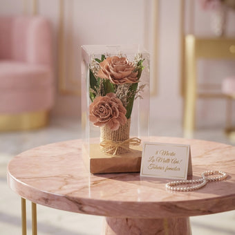 Aranjament decorativ cu flori uscate roz