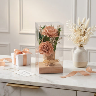 Aranjament decorativ cu flori uscate roz
