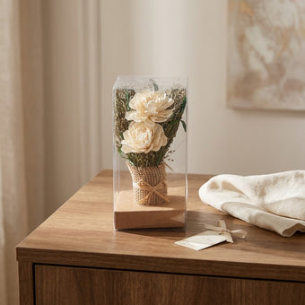 Aranjament decorativ cu flori uscate bej