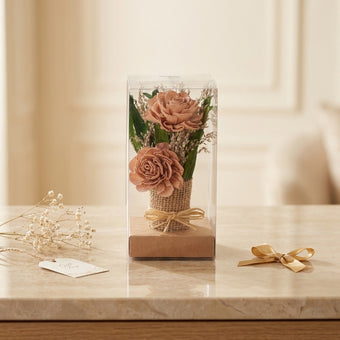 Aranjament decorativ cu flori uscate roz