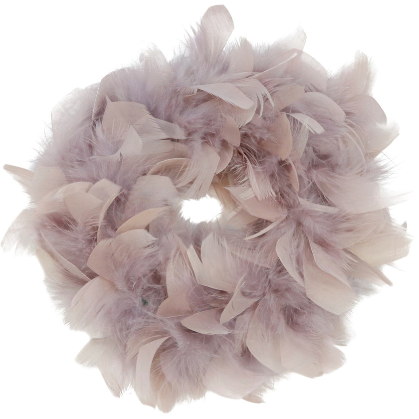 Coroniță decorativă cu pene roz 15cm