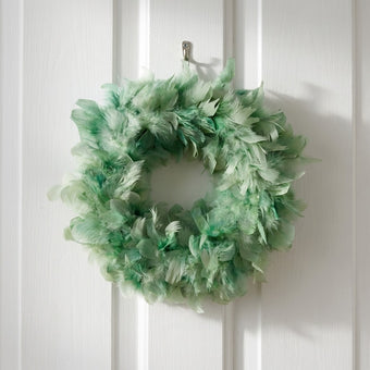 Coroniță decorativă cu pene verzi 29cm