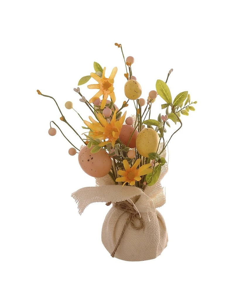 Aranjament de Paște cu flori și ouă decorative 30cm
