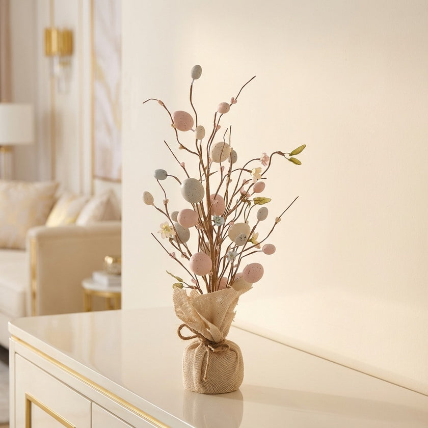 Aranjament de Paște cu flori și ouă decorative 50cm