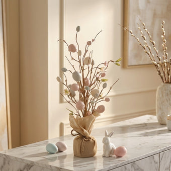 Aranjament de Paște cu flori și ouă decorative 50cm