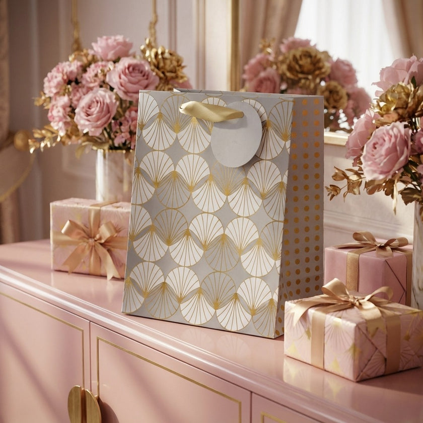 Pungă cadou cu model geometric 32cm